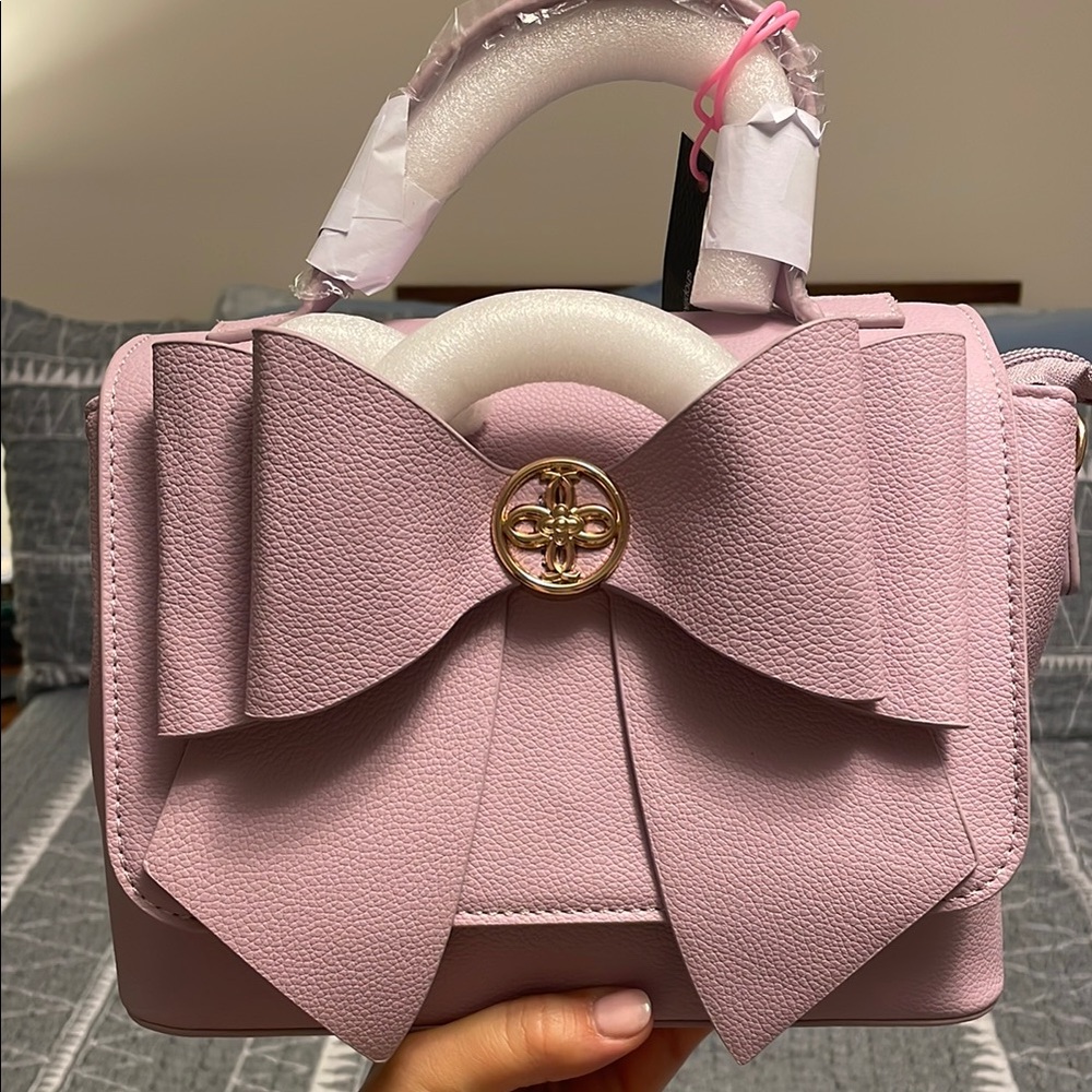 Pink Bow-Accent Top Handle Satchel